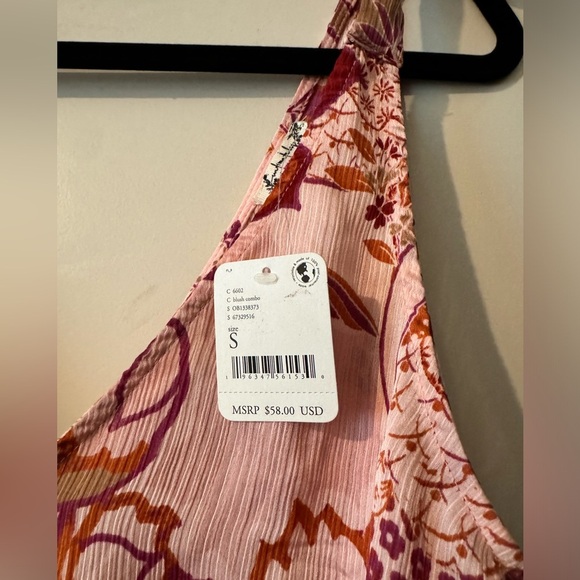NEW Free People Weekend in Montauk Tank Crop Top Floral Pink Size Small NWT - Picture 4 of 5